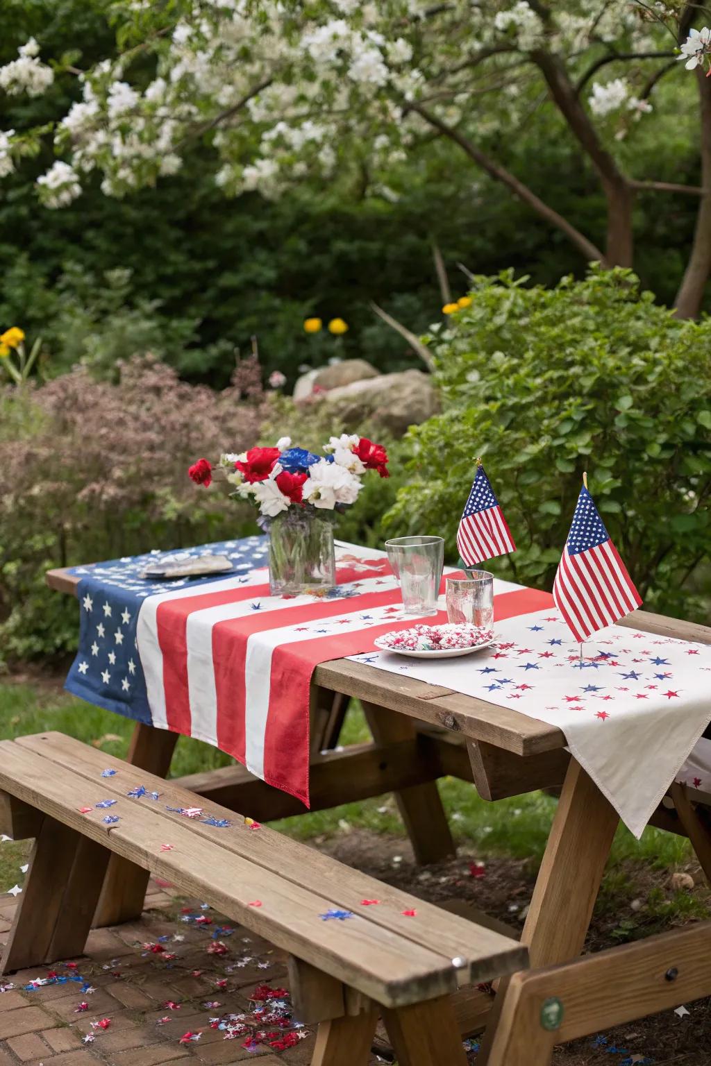 An all-American table display perfect for a 4th of July picnic.