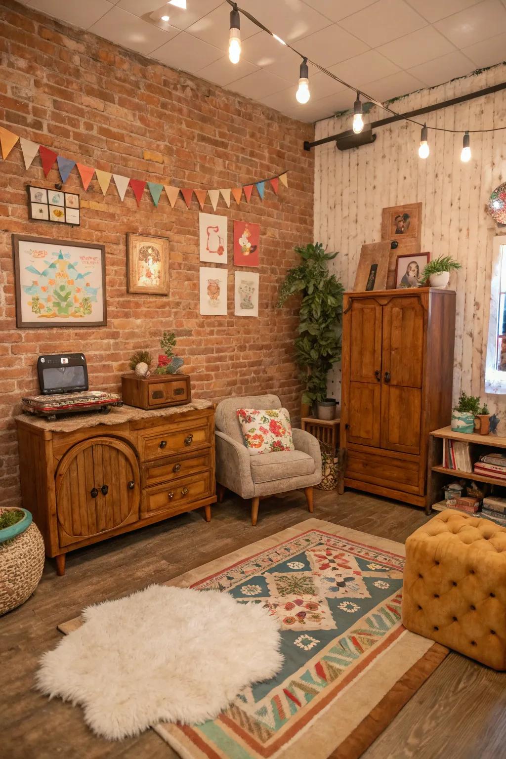 Homespun allure infuses warmth and nostalgia into your simulated area.