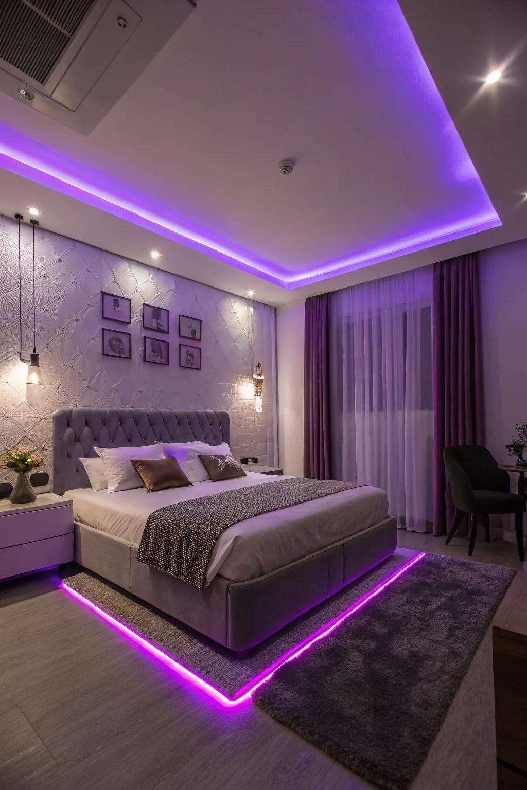 Establish the perfect ambiance with captivating violet LED lights.