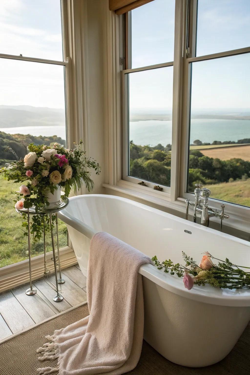 A standalone soaker provides both a dash of class and a soothing escape.