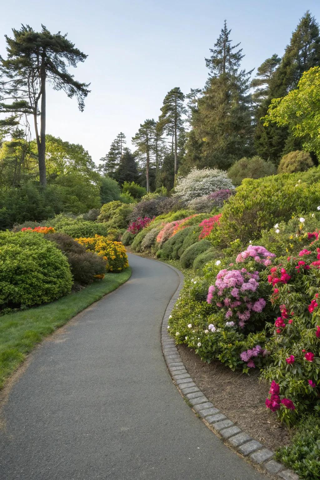 A gently winding asphalt walkway enhances the elegance and usability of your garden.