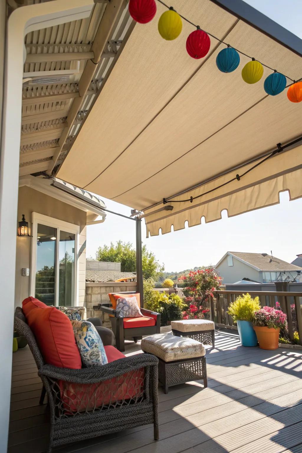 Savor the flexibility of a retractable canvas covering.