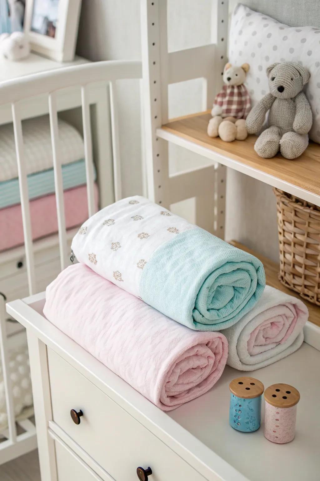 A neatly arranged snuggle wrap, ready to envelop your baby.
