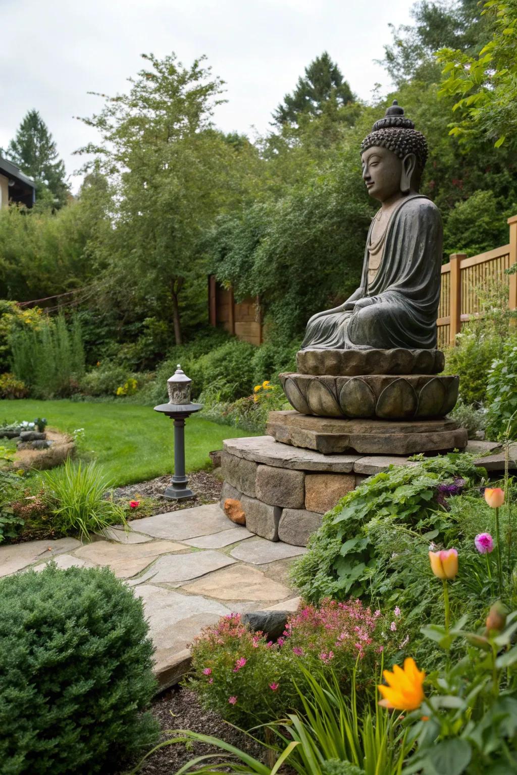 Center your garden around a Buddha figure to immediately instill a sense of calm.