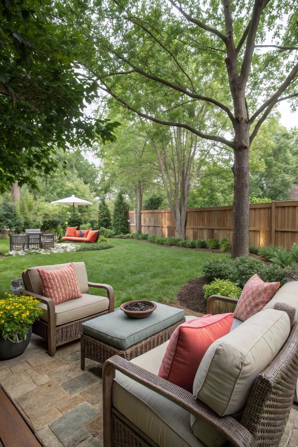 A welcoming seating area elevates any backyard into an inviting sanctuary.