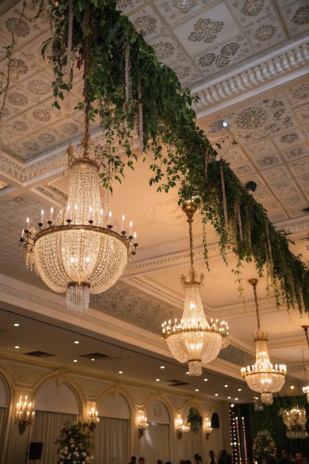 Enhance your ballroom with opulent overhead decor.