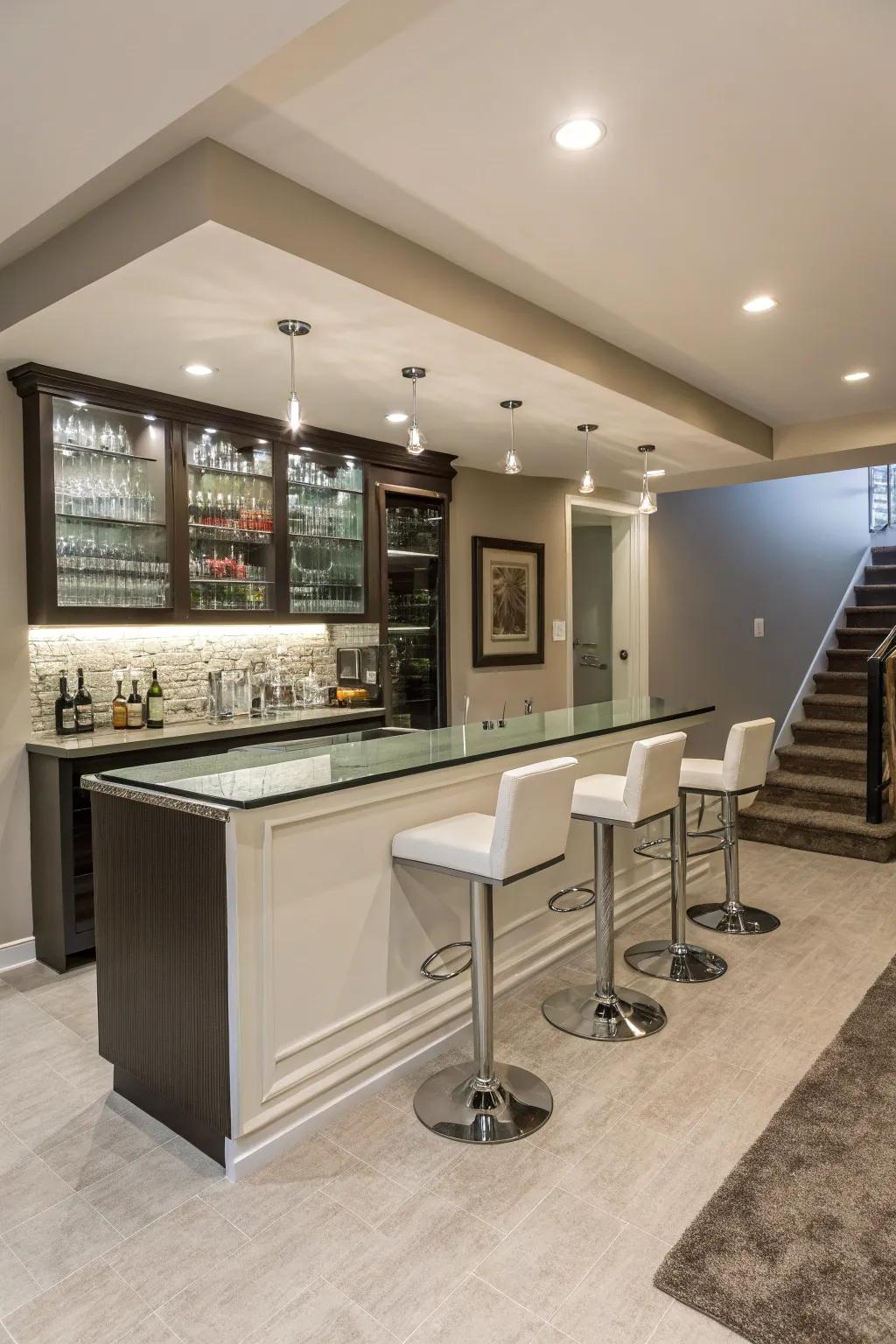 Embrace simplicity with a modern minimalist bar counter design.