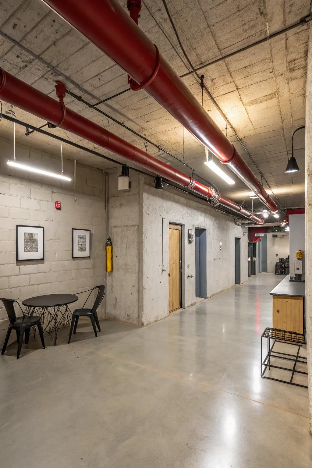 Highlight the inherent allure of visible ductwork with an industrial-chic vibe.