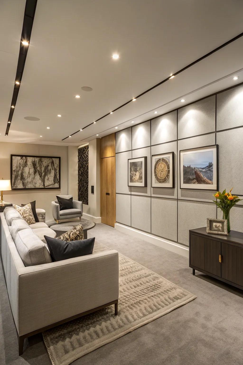 Sleek, modern finishes bring sophistication to any basement.
