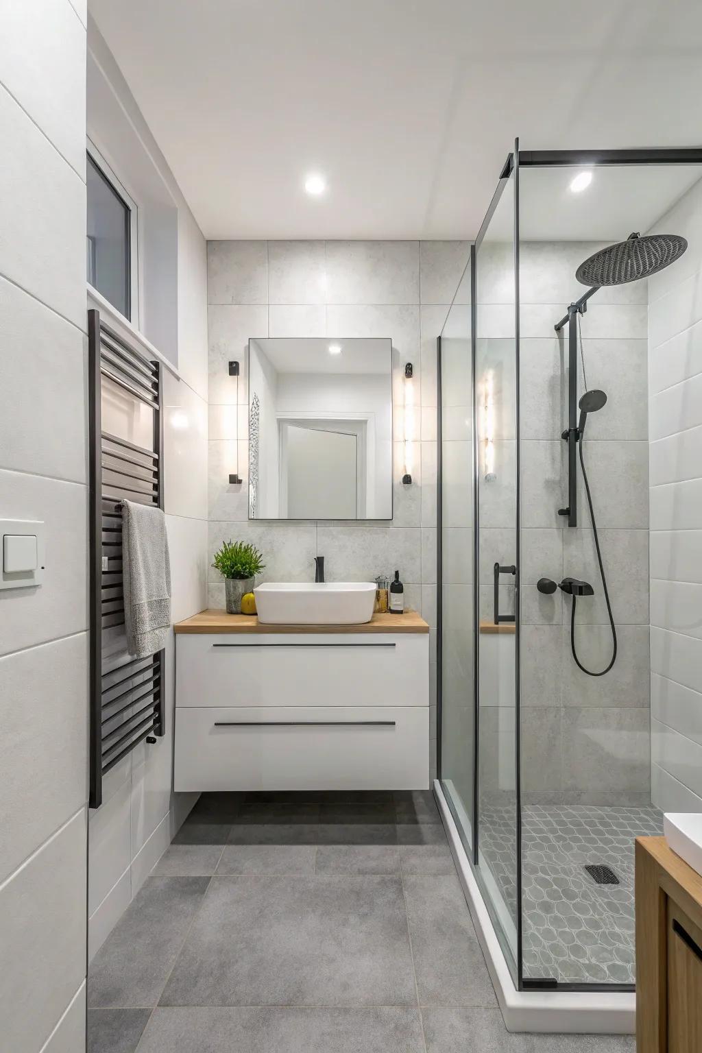 Find simplicity and grace with whites and grays in your bathroom.