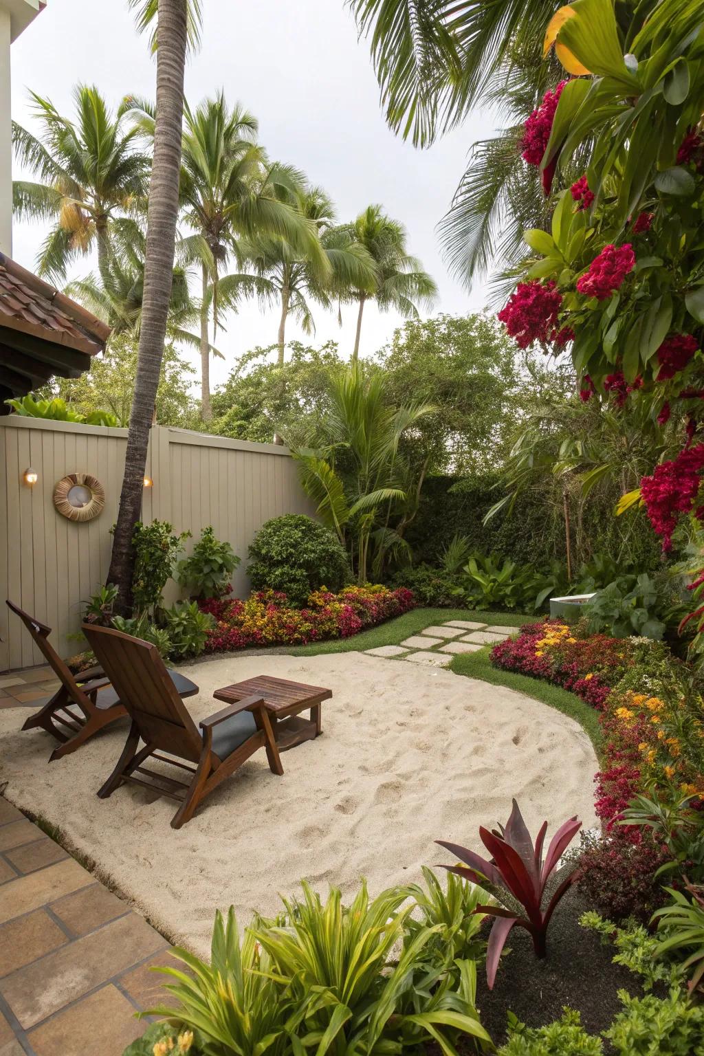 A small sandy corner can bring the beach right to your doorstep.