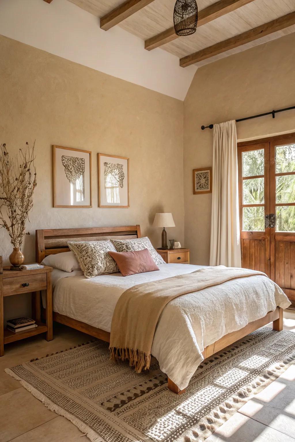 Neutral and earthy tones bring warmth and calm to any bedroom.