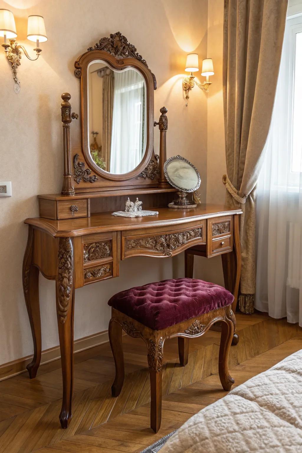 A classic vanity arrangement radiating timeless sophistication.
