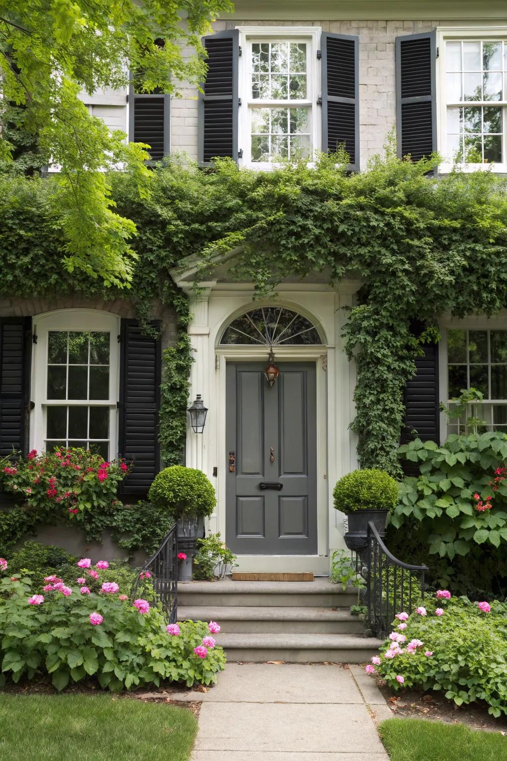 A classic black and gray pairing elevates this home's sophistication.