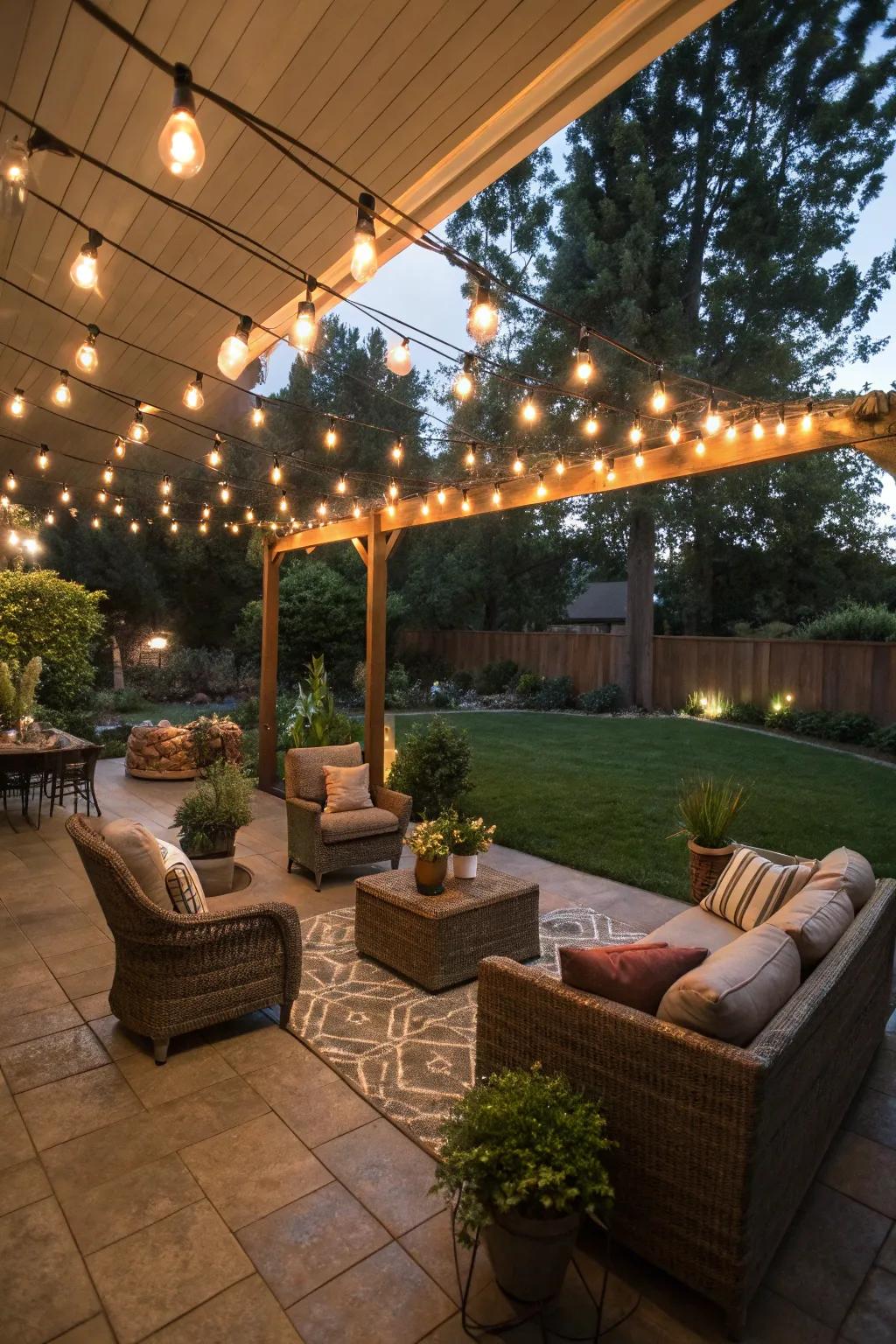 <strong><em>Starry Strands</em></strong> cast a warm, inviting glow over outdoor areas.” loading=”lazy” class=”pimg”>
	</picture><figcaption><strong><em>Starry Strands</em></strong> cast a warm, inviting glow over outdoor areas.</figcaption></figure>
<p><strong><em>Starry Strands</em></strong> are a timeless pick, always delivering a warm, welcoming vibe. I’m obsessed with how they look draped across my patio or balcony, instantly dialing up the coziness for any evening get-together. They just feel magical!</p>
<h3>Useful items to consider:</h3>
<ul class=