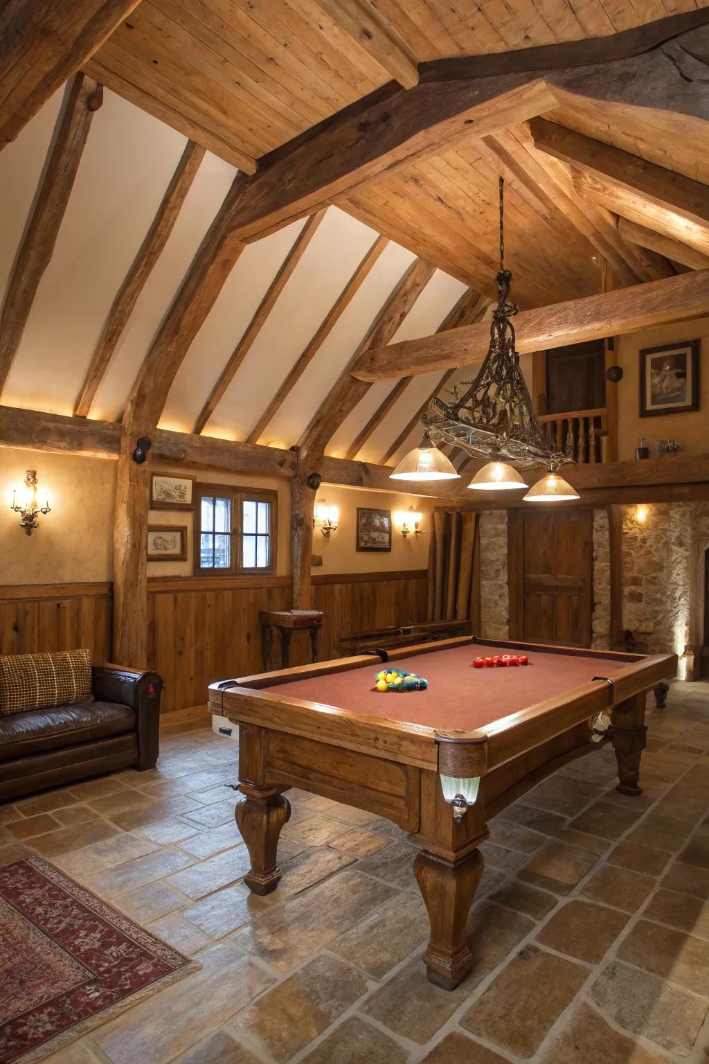 Raw timber infuses your billiard space with a sense of comfort and individuality.