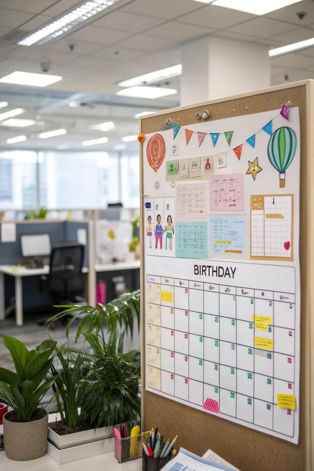 A vibrant monthly calendar for tracking birthdays.