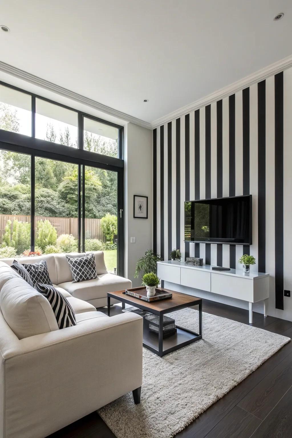 Bold bands produce a remarkable visual attraction in any space.