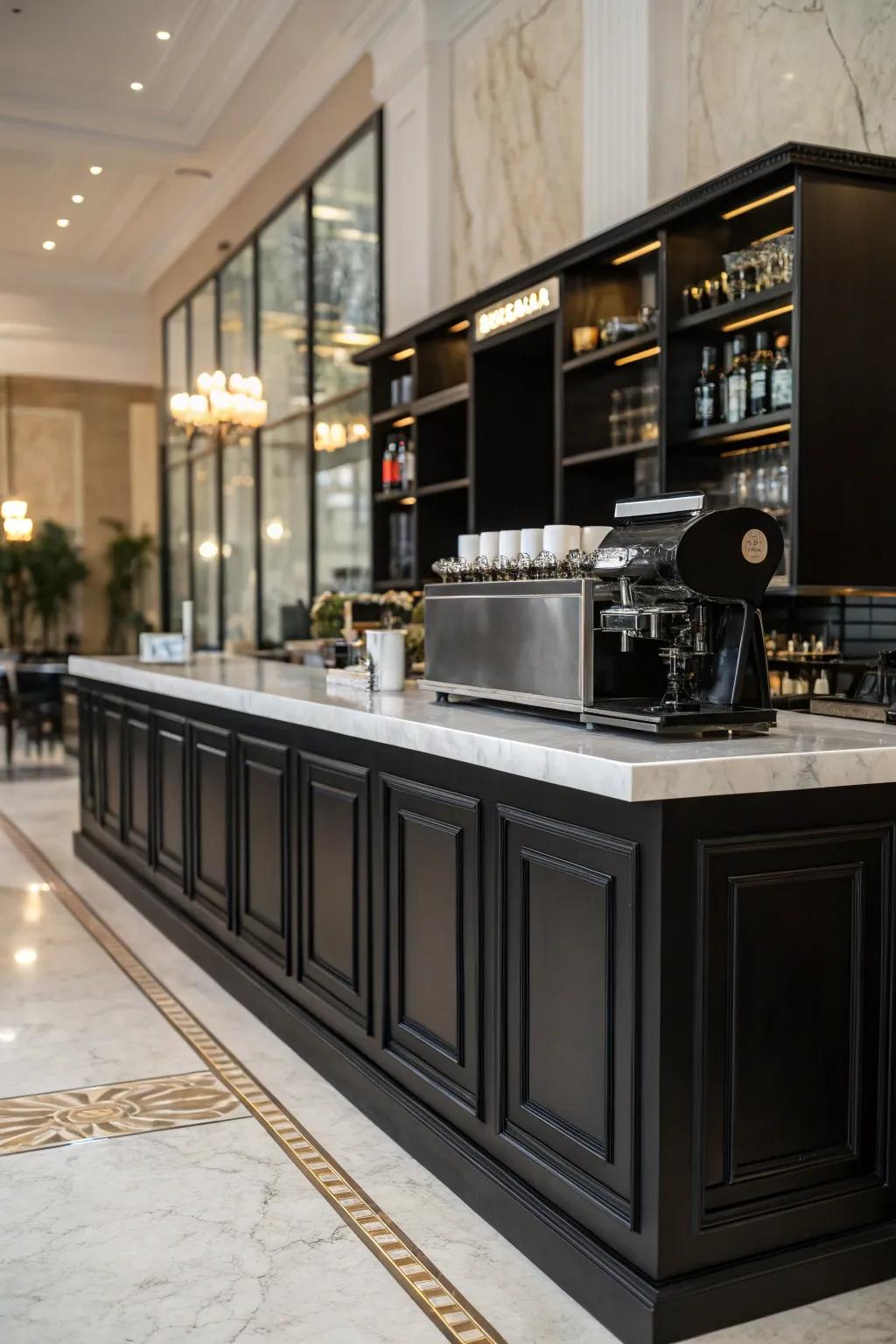 Sophisticated dark cabinets matched with a quartz surface
