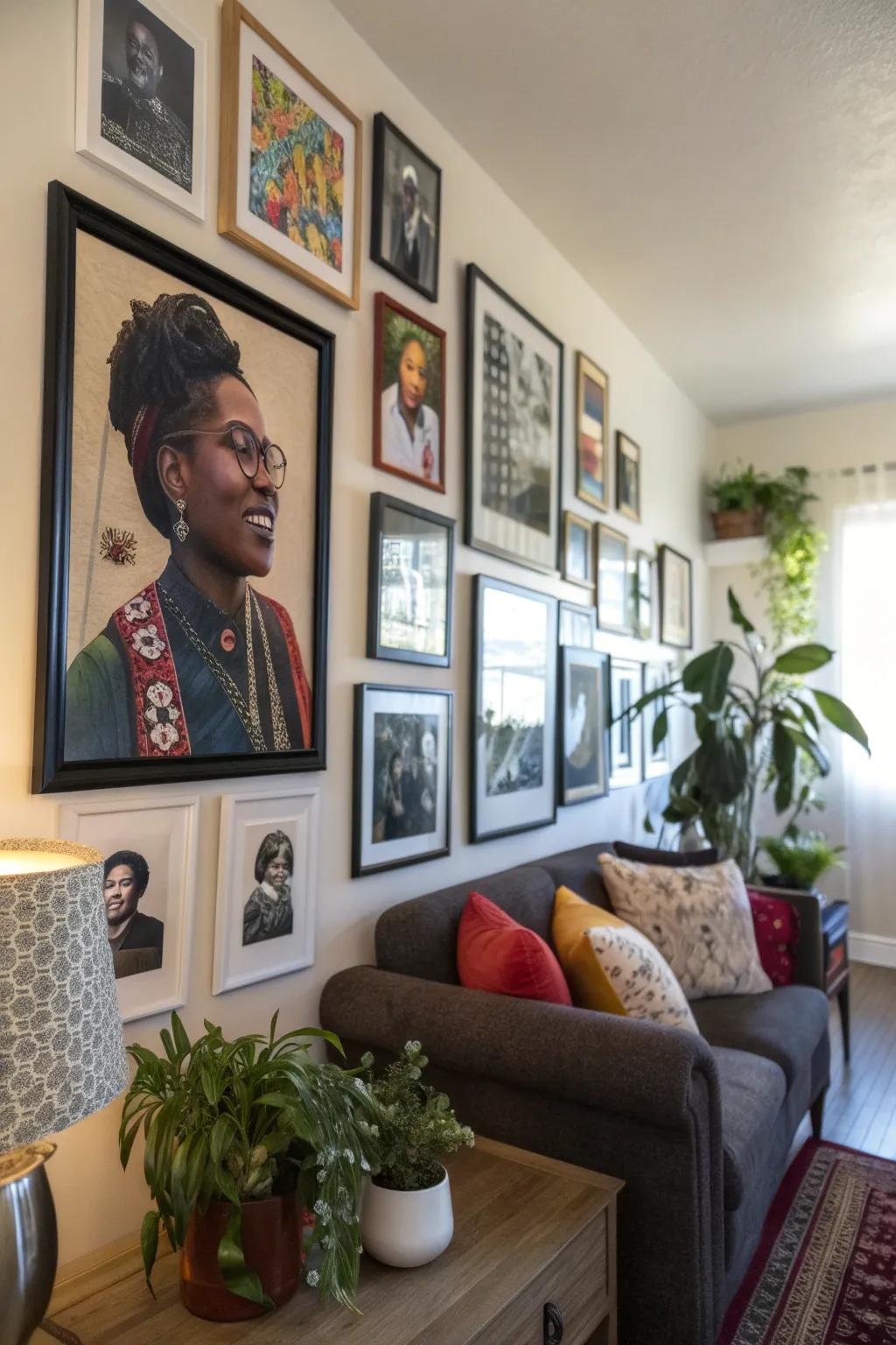 A curated wall displaying notable figures and powerful quotes.