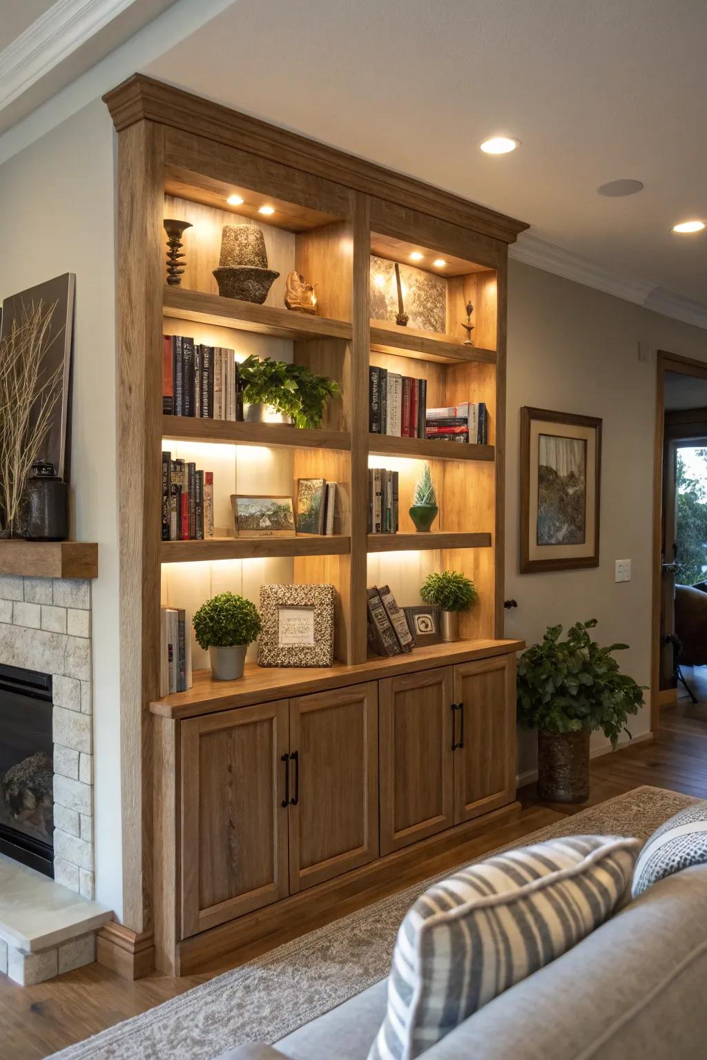 Upgrade your lounge with an elegant built-in bookcase design.
