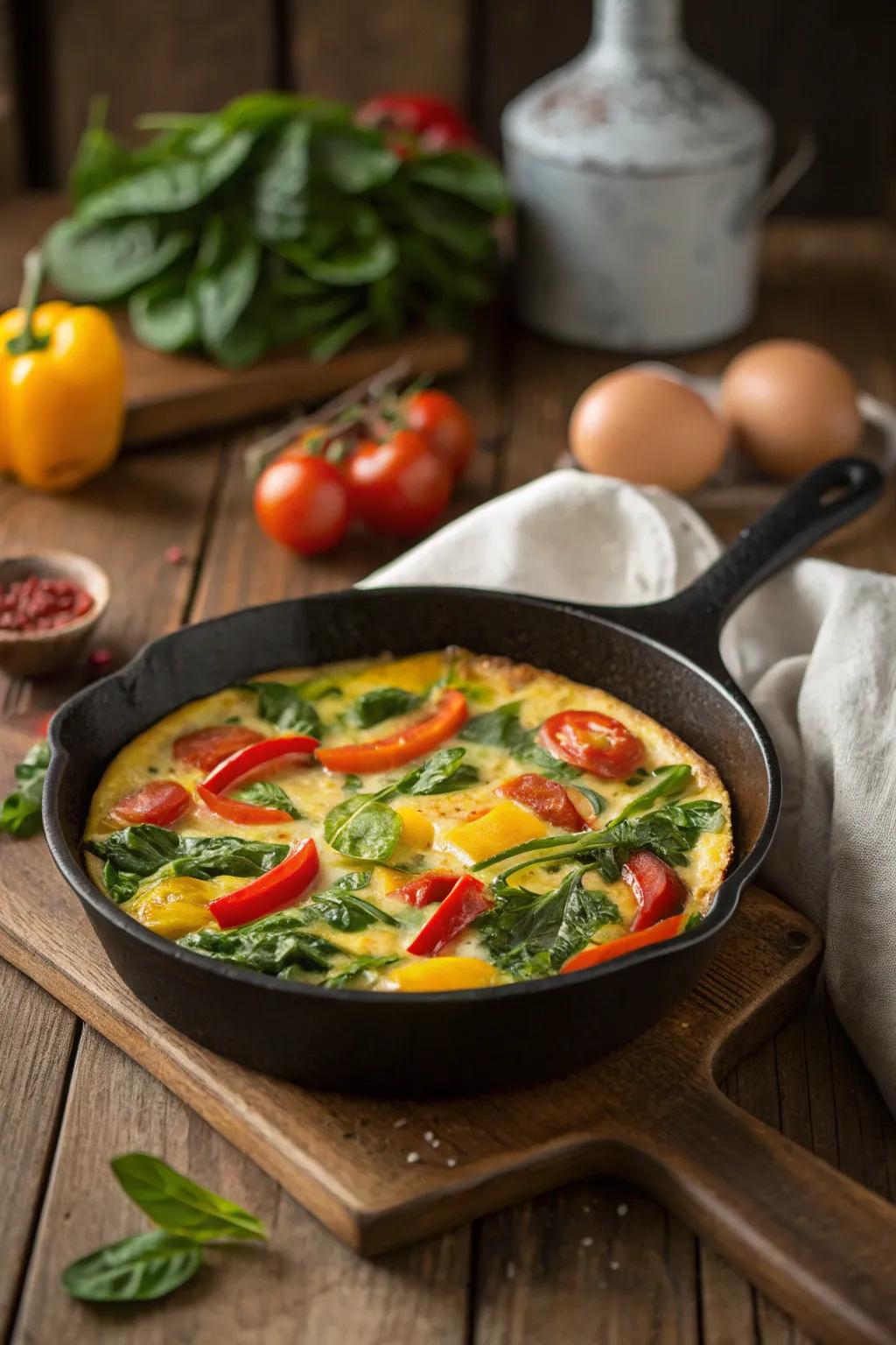 A filling vegetable frittata is ideal for a nutritious breakfast.