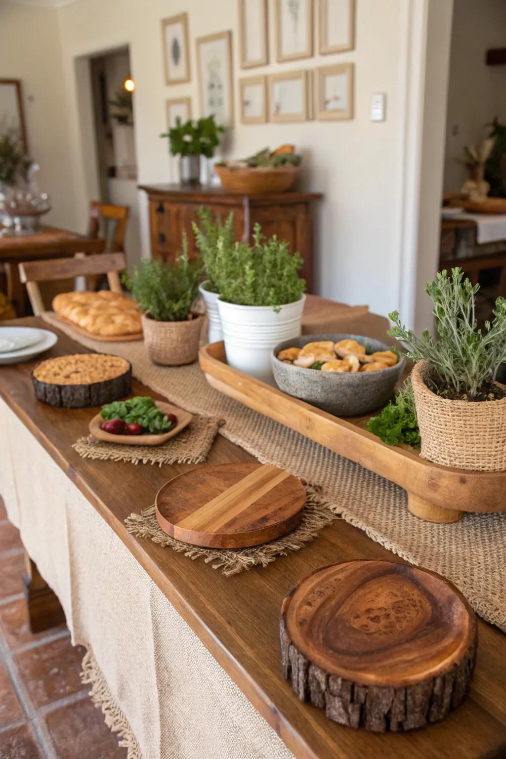 A down-to-earth buffet that radiates warmth and appeal to your home festivities.