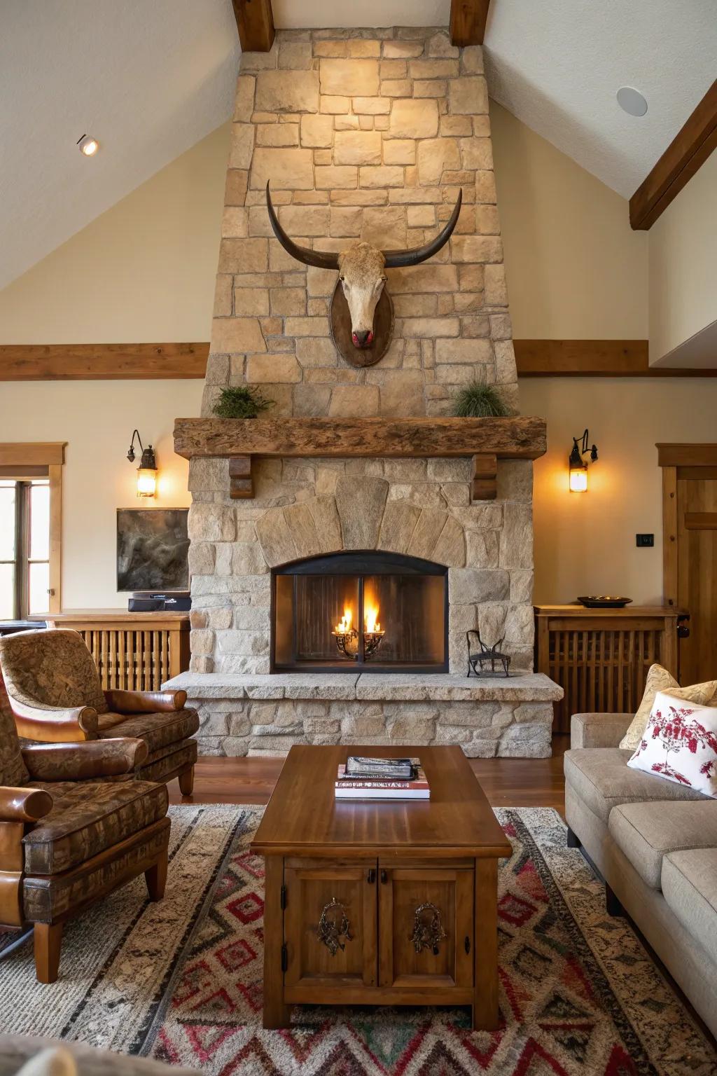 Country-style wall accents make a strong impression.