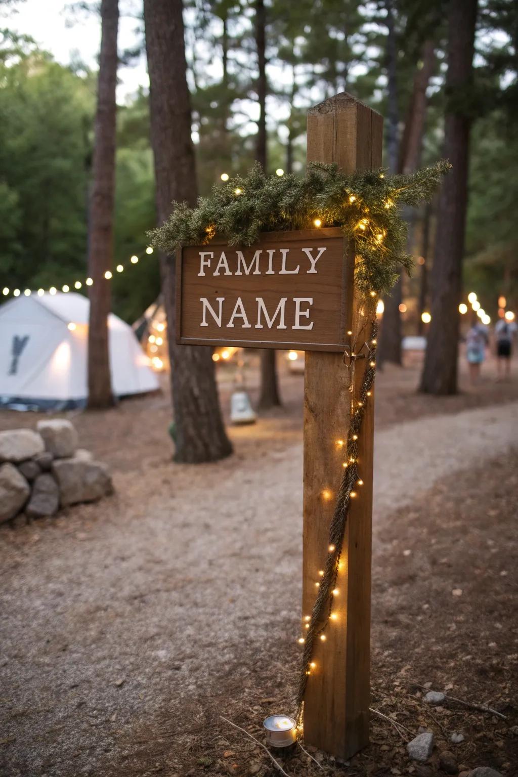 Extend a warm, personalized greeting at your campsite entrance.