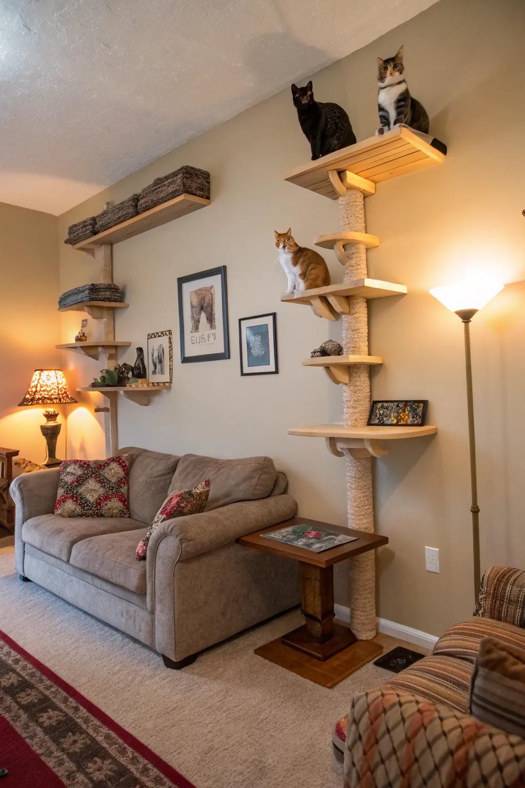 Tiered sanctuaries provide endless joy for inquisitive cats.