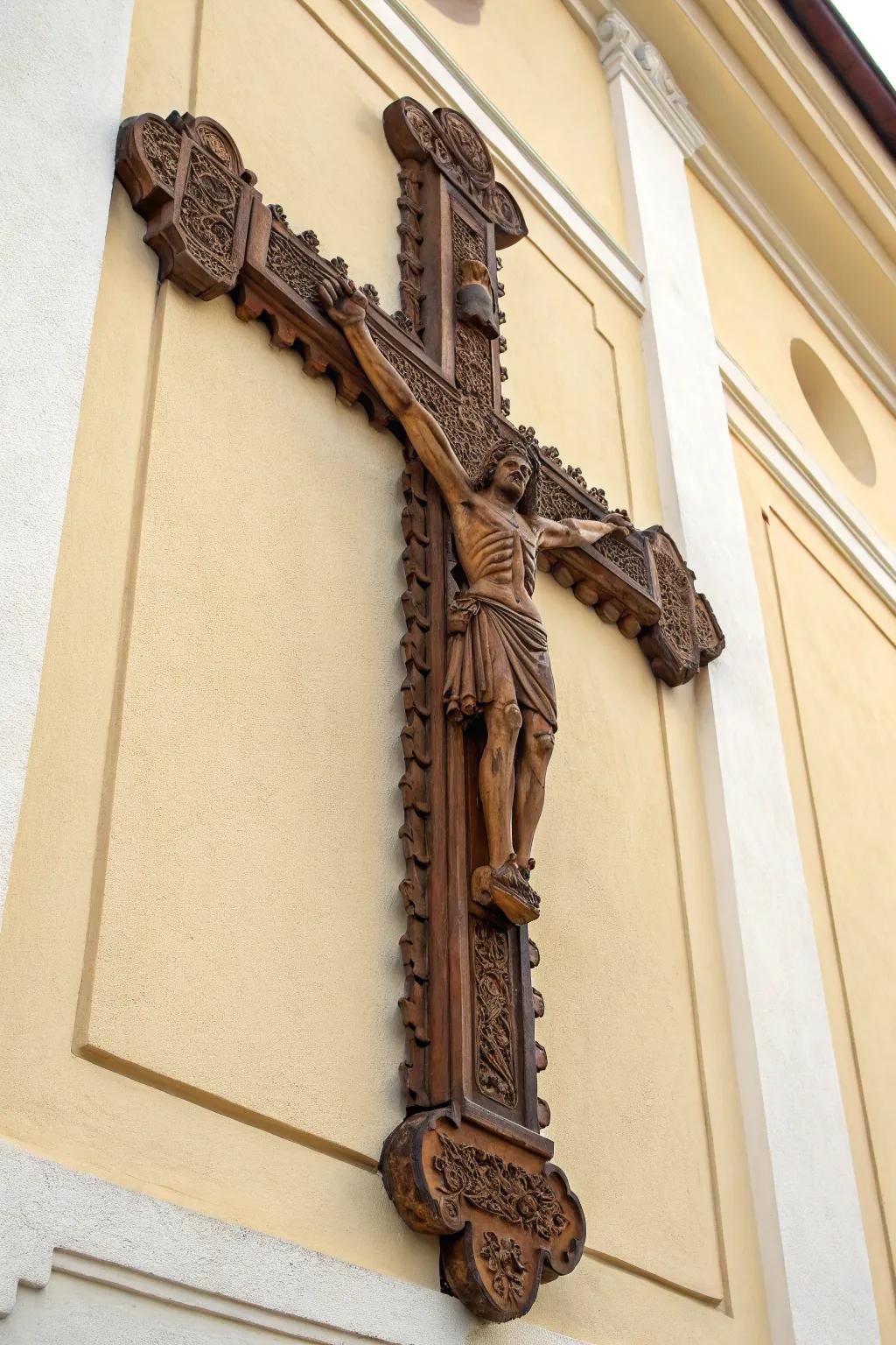 A symbol of the cross anchors your meditation space, offering a visual point for focus.