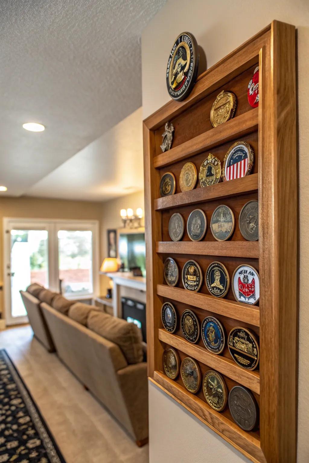 Wall-mounted wood displays elegantly showcase your collection.