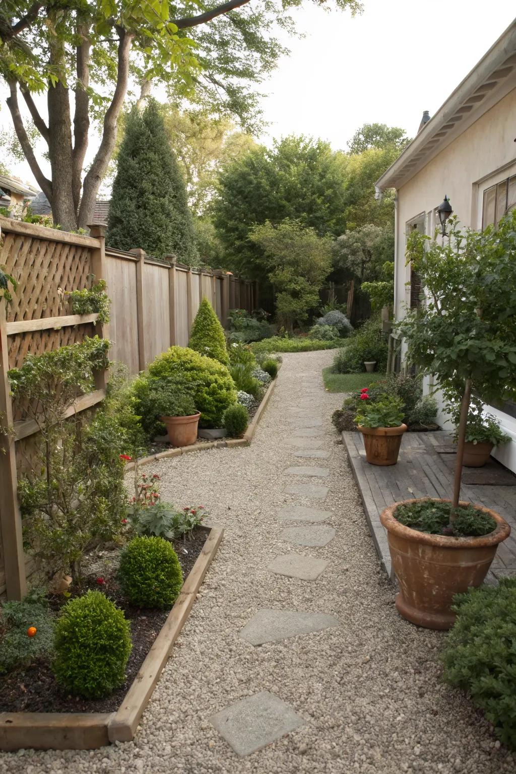 Crushed stone walkways fashion a defined and refined appearance for any garden.