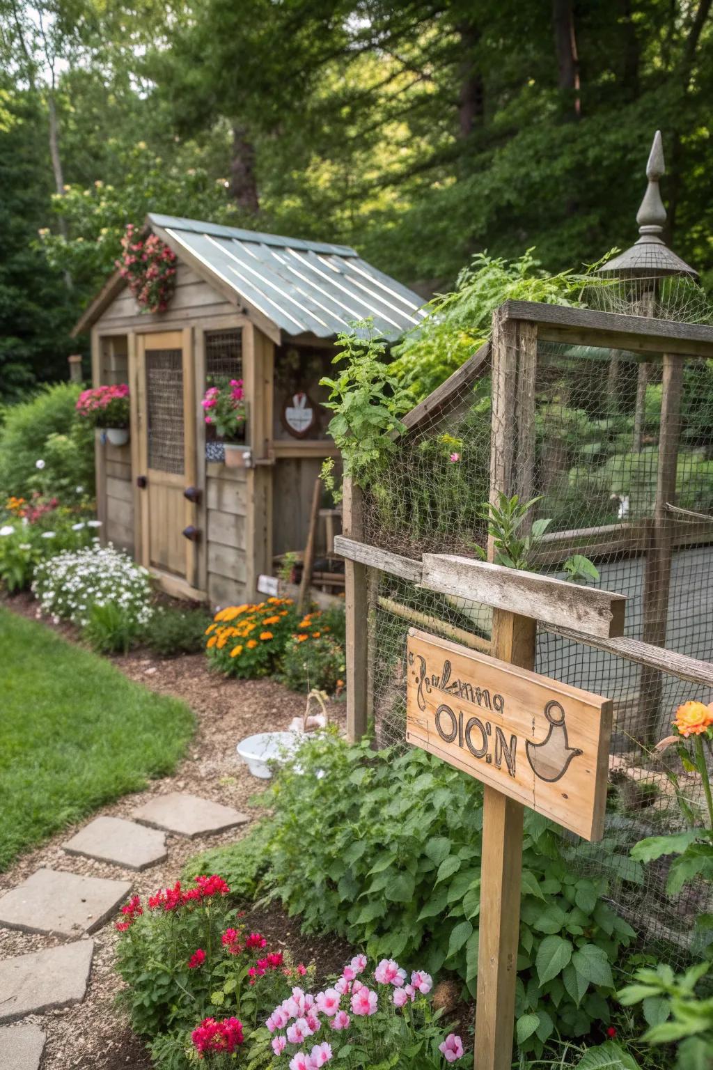 Country style wood plaques brings character and a farmhouse feel to your hen house.