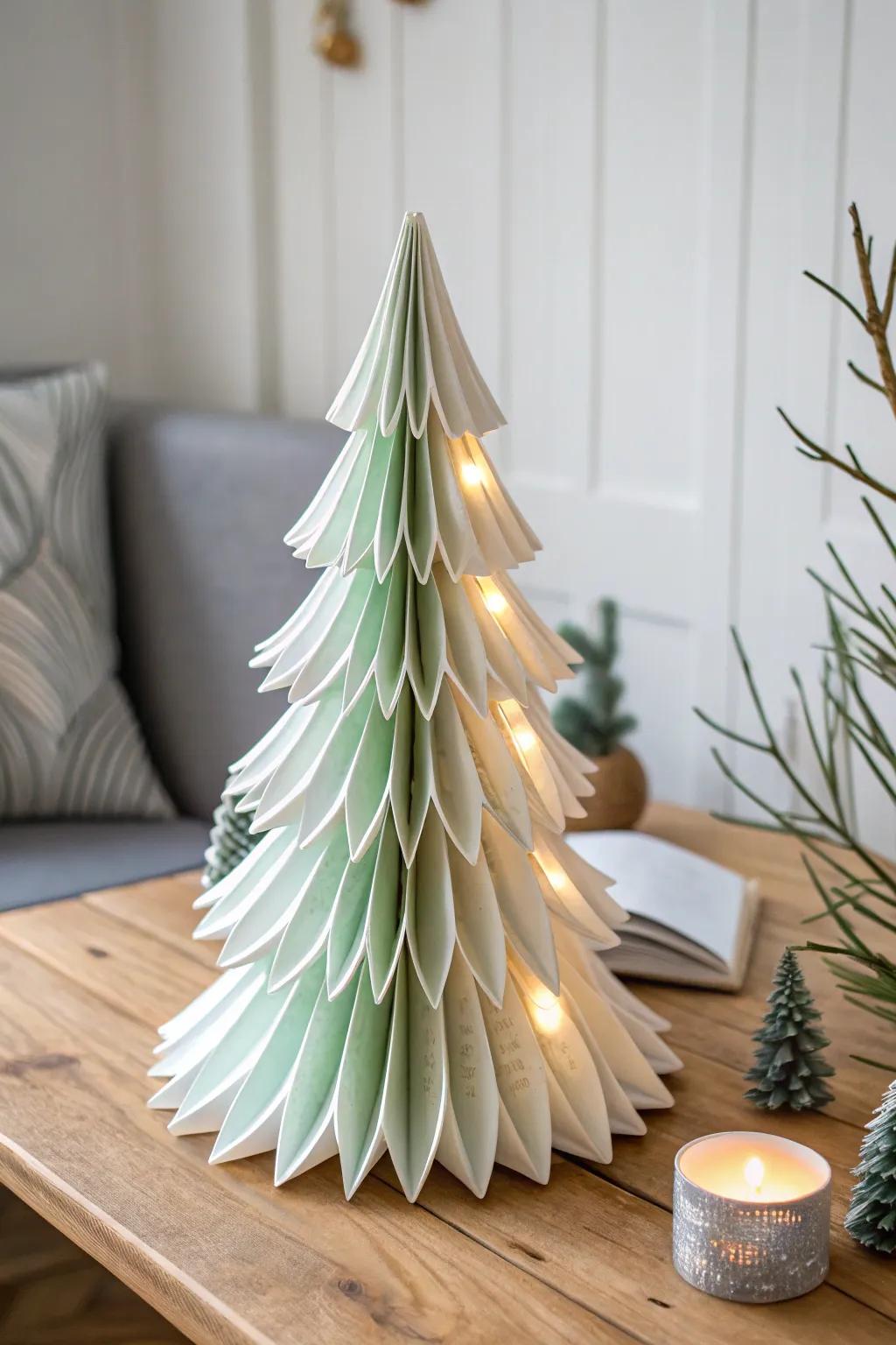 Elevate your space with a hint of simple charm: Homemade 3D Paper Christmas Trees.