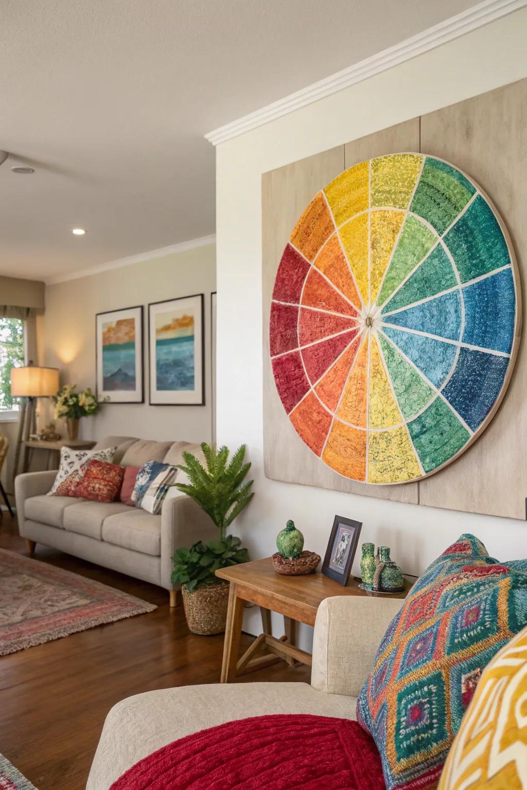 Add a splash of color with abstract circle art.