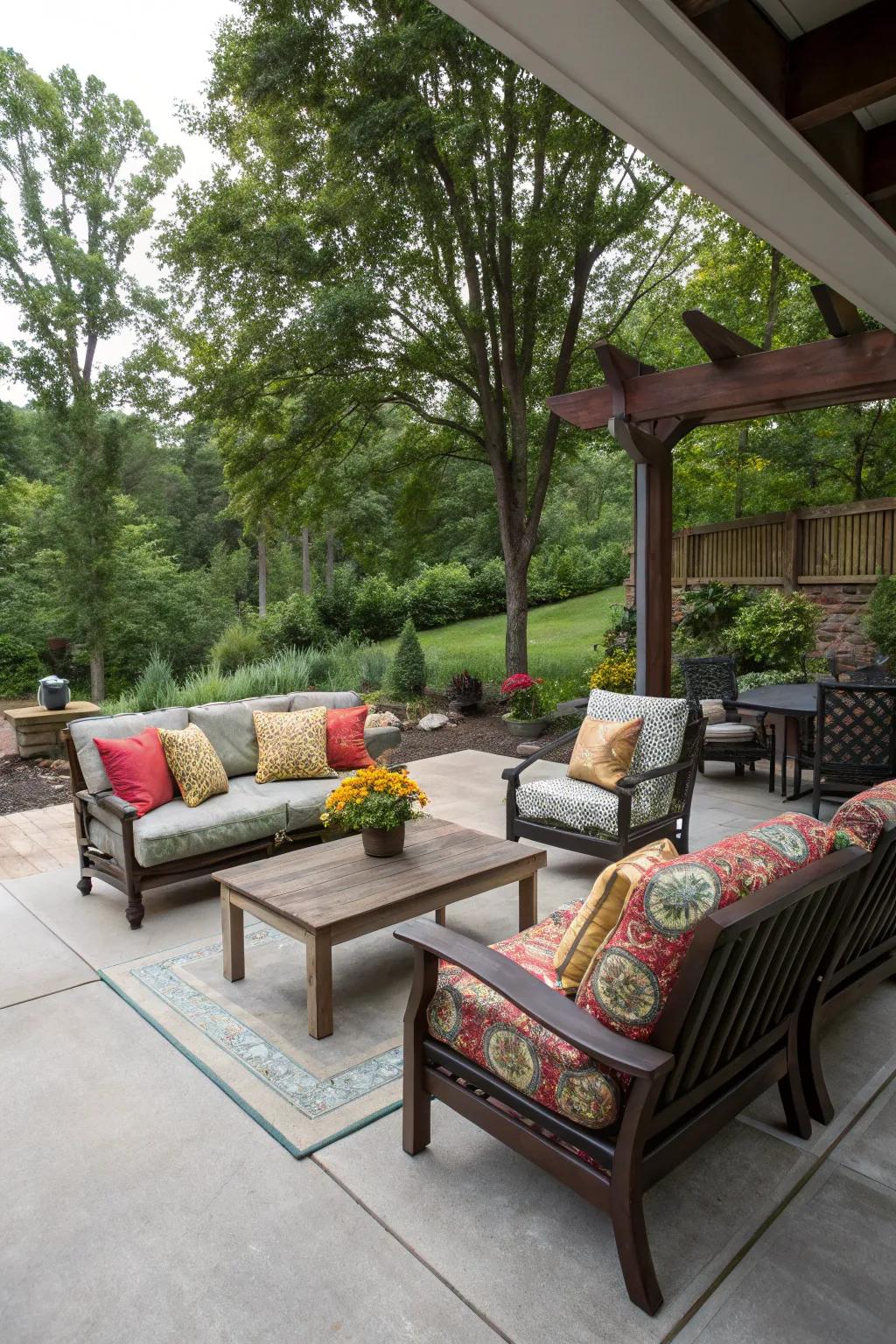 An inviting seating arrangement makes your patio warm and welcoming.