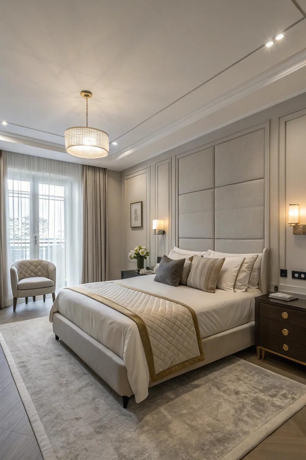 A contemporary style cultivates a tranquil and peaceful bedroom setting.
