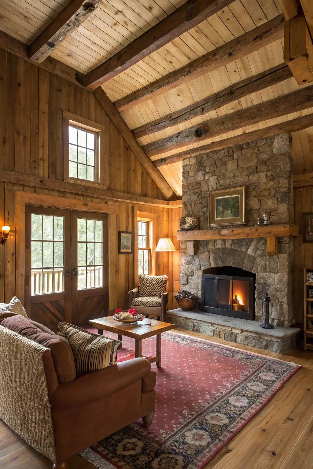 Country elegance is amplified through pure timber elements.