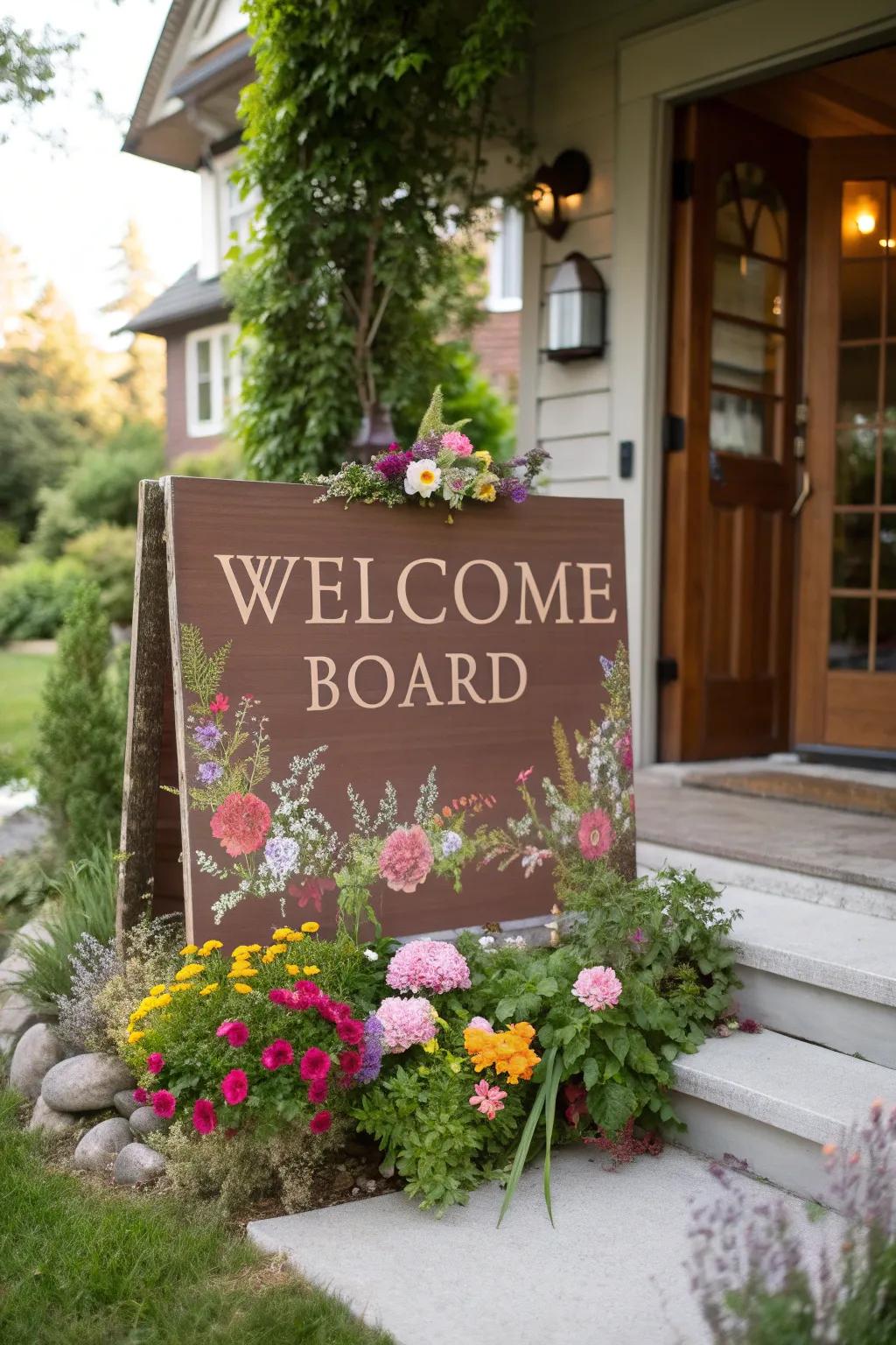 A floral welcome display carries the splendor of nature to your threshold.