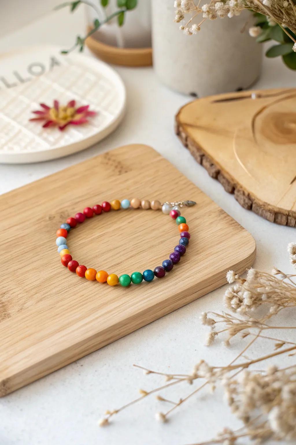 Make your own rainbow-inspired piece with a fun bead mix!