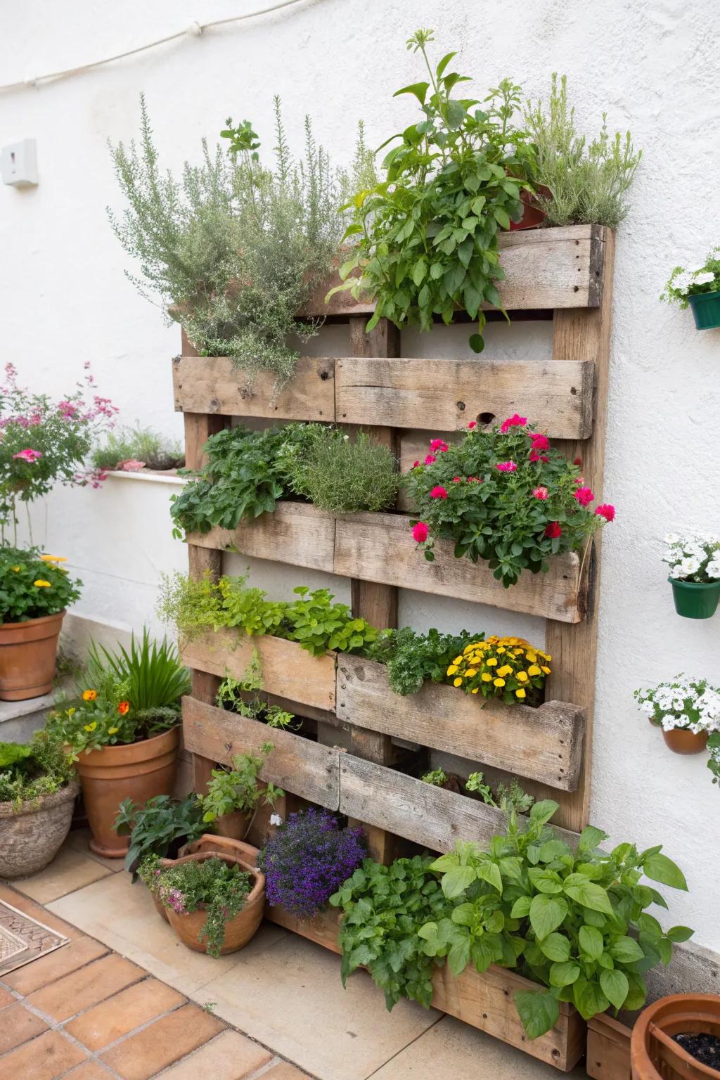 Wood slat wall gardens bring beauty and practicality together.