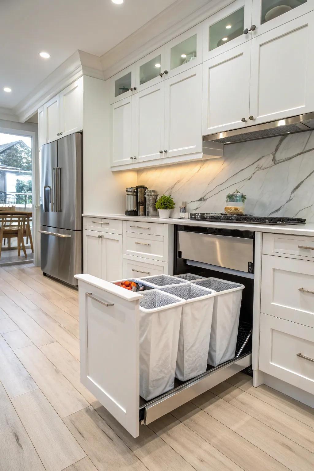 Bespoke housings provide an elegant way to keep laundry receptacles hidden.