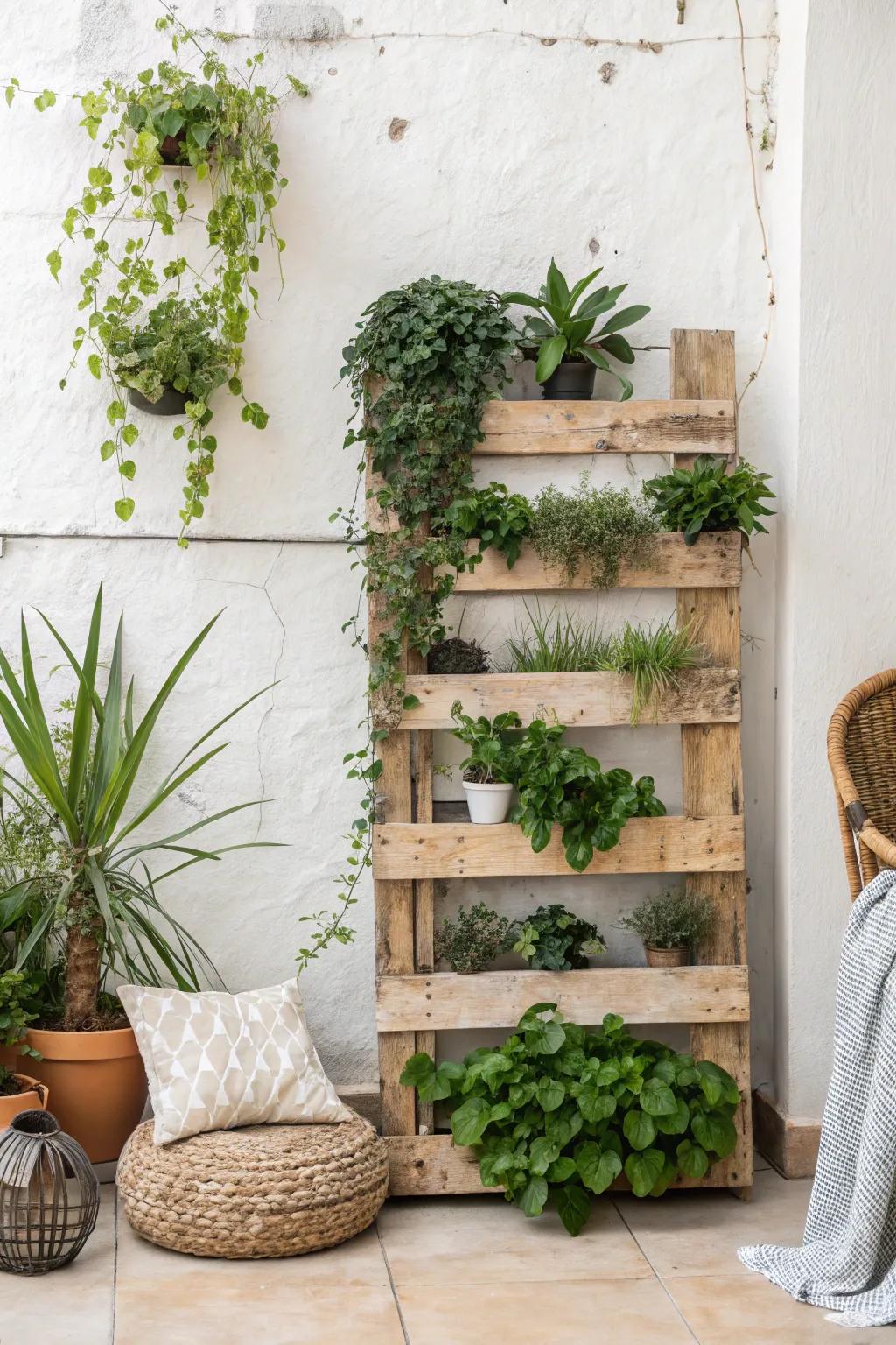 Revamp your patio through an impressive DIY elevated garden—an ideal fusion of minimalistic Scandinavian aesthetics and free-spirited Boho appeal.