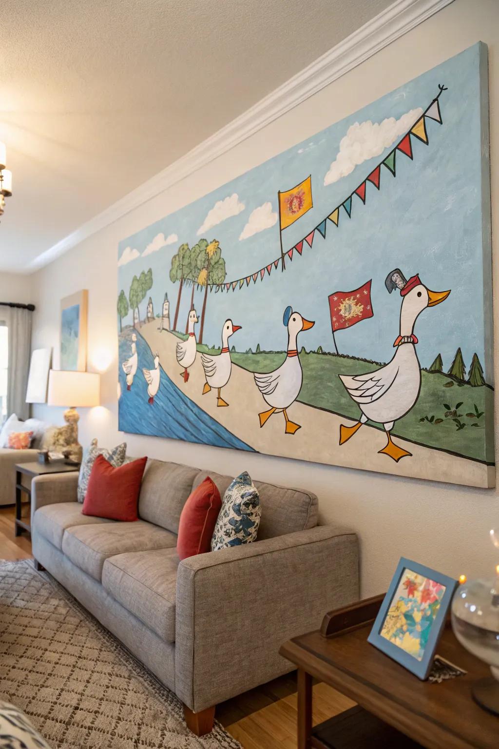 A playful parade of ducks infuses a joyous allure into any setting.