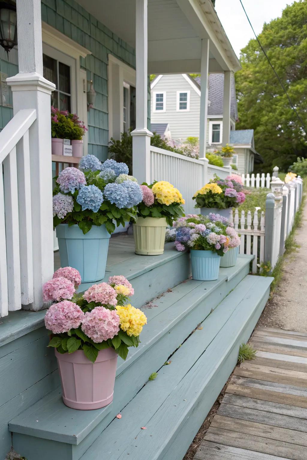 Potted blooms instantly brighten your porch with springtime cheer.