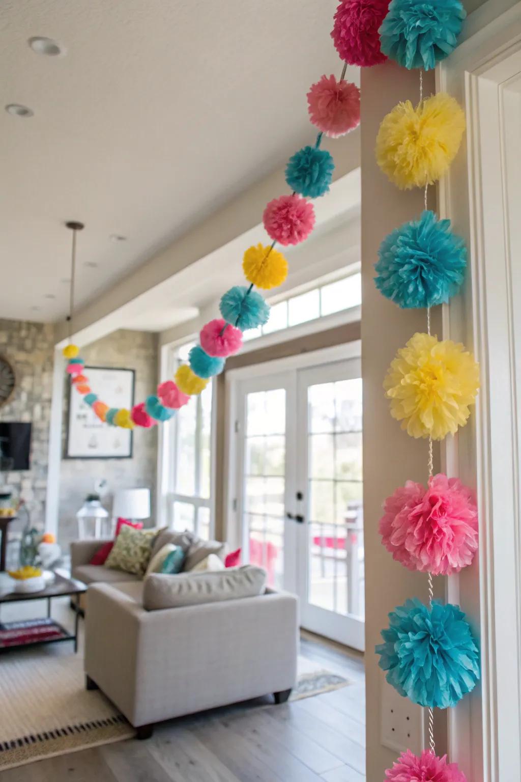 Fill your space with a charming pom-pom garland.