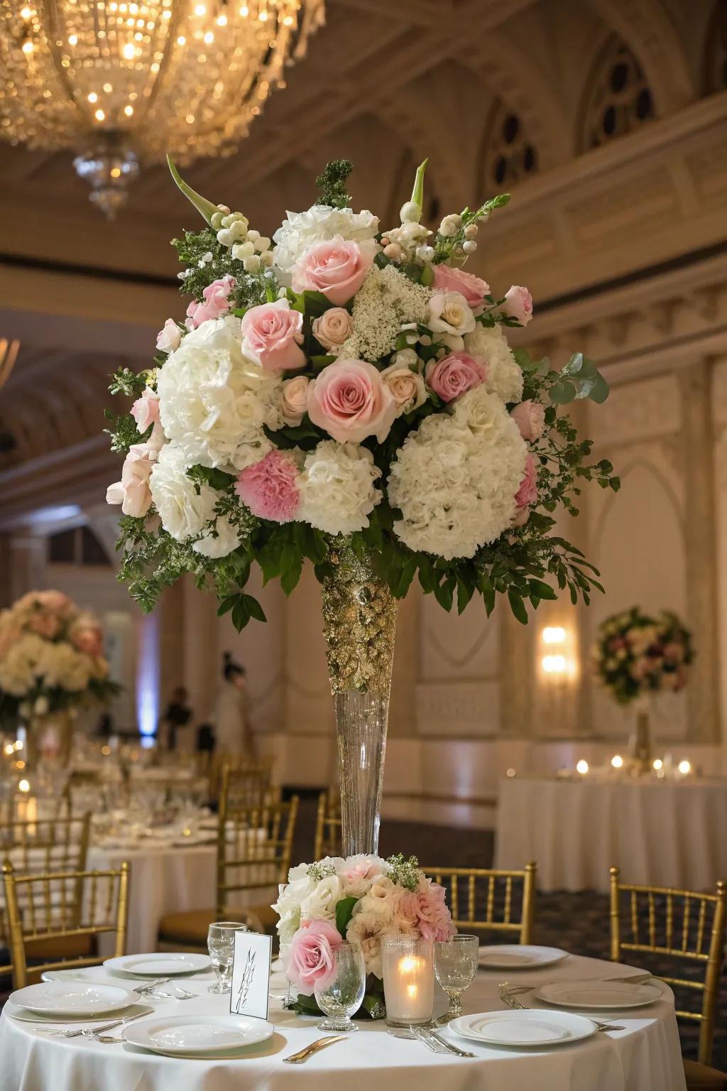 Vibrant floral arrangement conjures a dreamy setting
