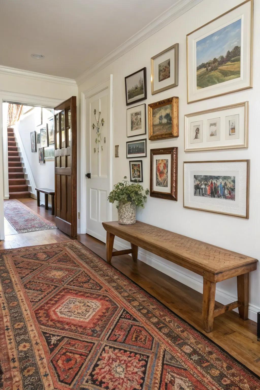 A timeworn Persian carpet introduces refinement and heritage to your entryway.