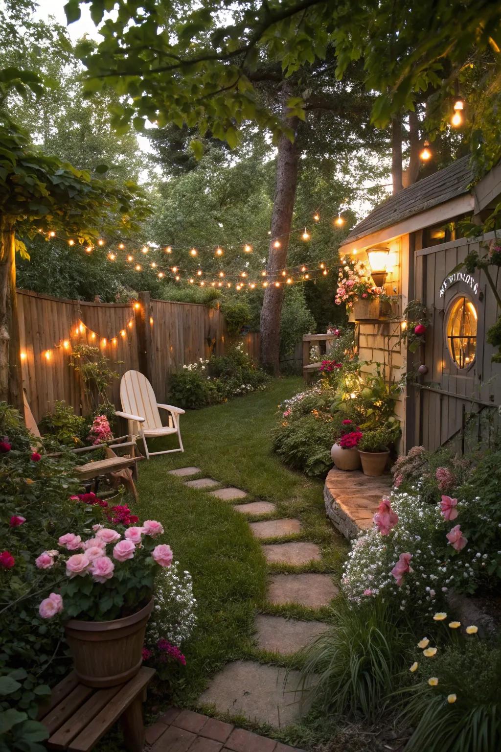Establish the ambiance for your fairy festivity with a whimsical garden environment.